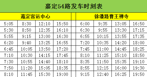 嘉定54路公交车最新时刻表详解